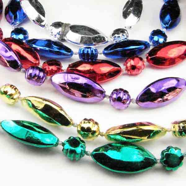 33 Inch Faceted Oval Mardi Gras Necklace