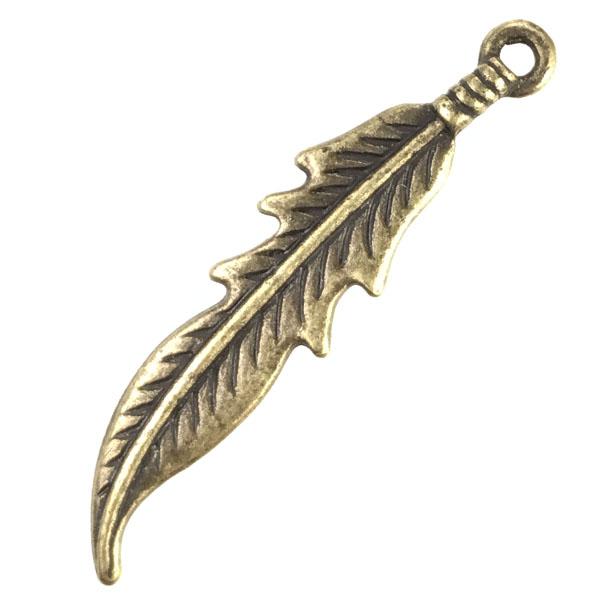 33x8MM Antique Brass Plate Feather