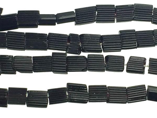 3mm Jet Black Ribbed Glass Rectangle