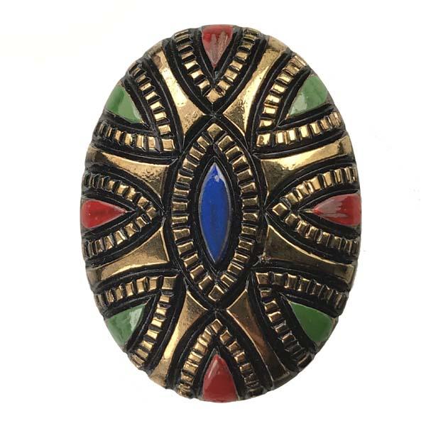 40X30MM Jet Glass with Multi Color Design