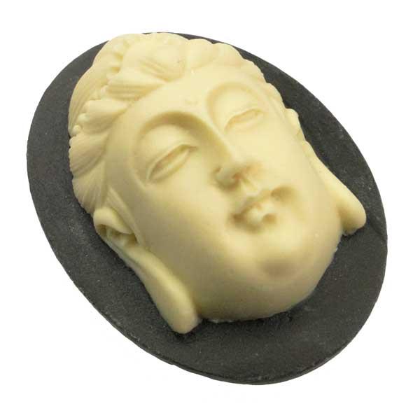 40x30MM Black With Ivory Buddha Cameo