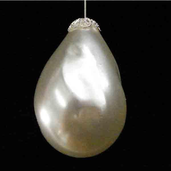42x28 Cream Pearl Tear W/Silver Cap And Loop