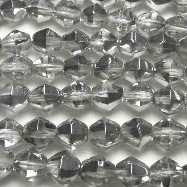 4MM Crystal With Half Silver Fire Polish Bicone