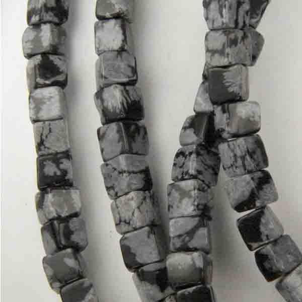 4MM Cube Snowflake Obsidian