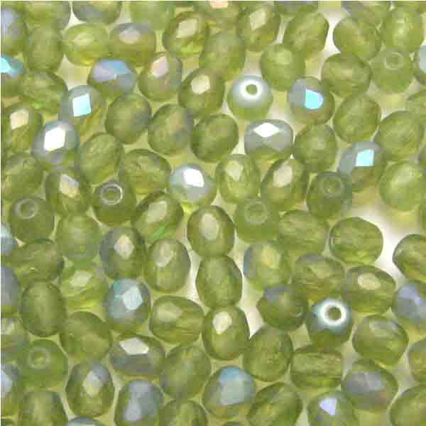 4MM Mat Olivine AB Fire Polish Ball