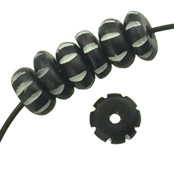 4x10MM Black And White Incised Rondelle With 2MM Large Hole