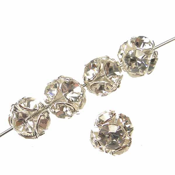 5.5MM Silver with Crystal Swarovski Rhinestone Bead