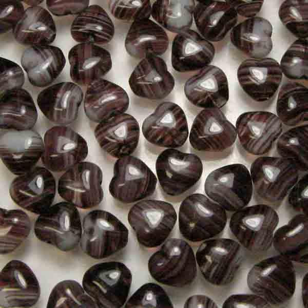 6MM Amethyst Heart Bead With White Striations