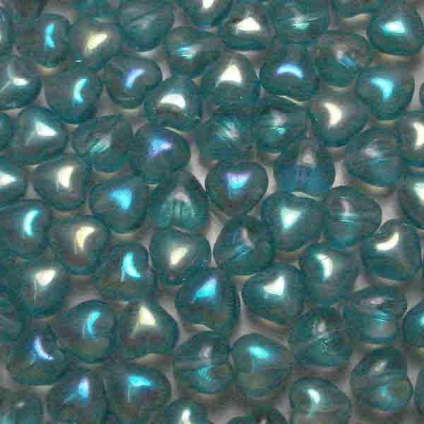 6MM Aqua Ab Heart