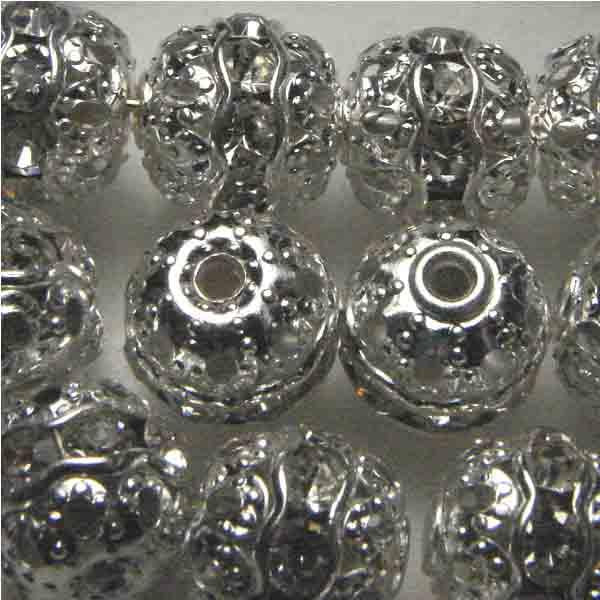 6MM Crystal with Silver Rhinestone Bead