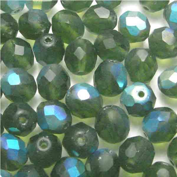 6MM Mat Olivine AB Fire Polish Ball