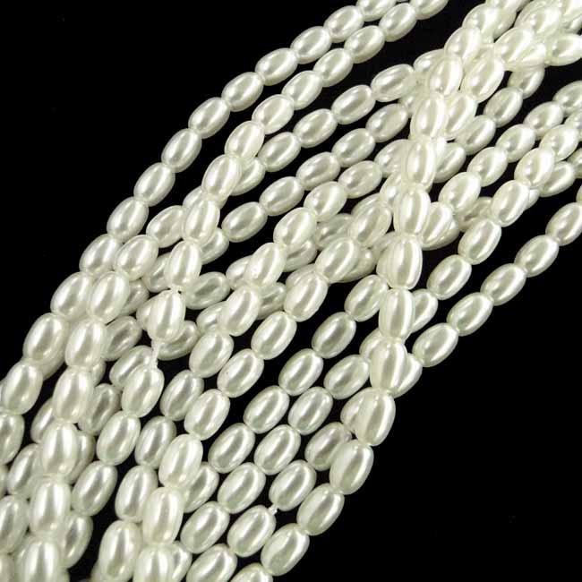 6X4 White Pearl Oval