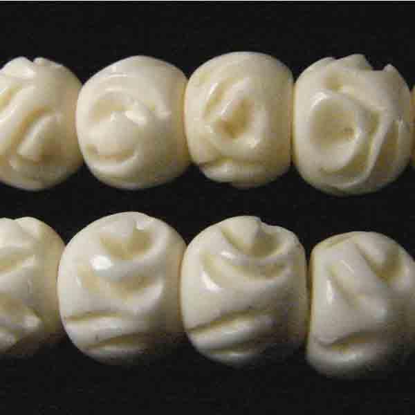 7MM White Bone Ball With Carved Detail