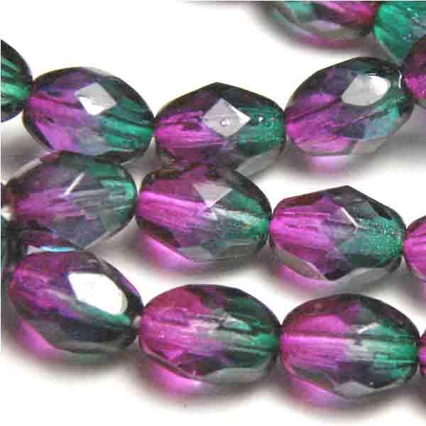 7X5MM Fuchsia with Emerald Fire Polish Oval