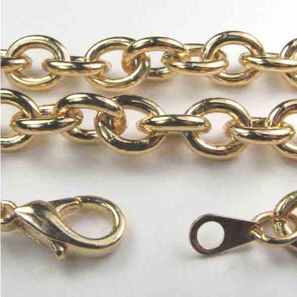 7 inch Gold Plate 9x7MM Oval Cable Chain Charm Bracelet