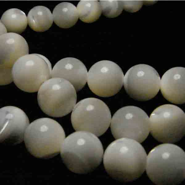 8MM Ball Shell Mother of Pearl White