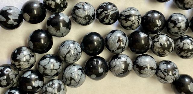 8MM Ball Snowflake Obsidian