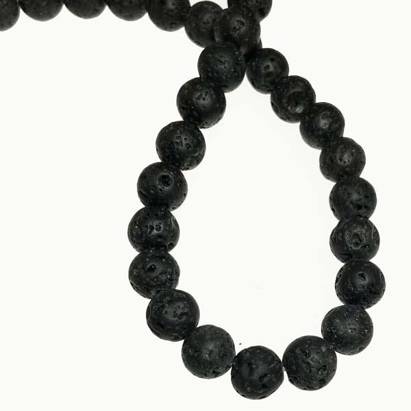 8MM Ball large 2mm Hole Size Black Lava Bead