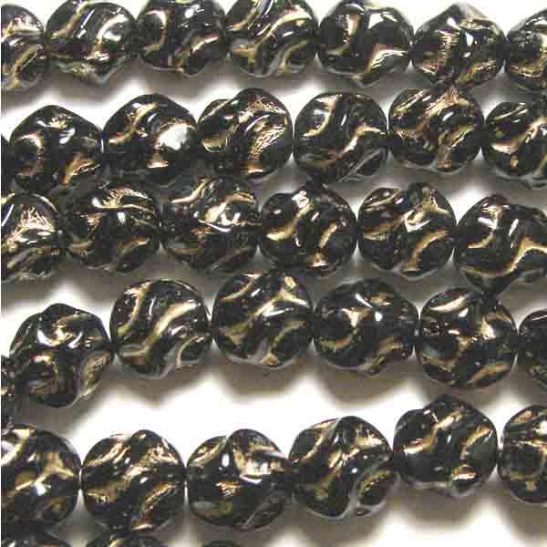 8MM Jet Twisted Ball With Gold Detail