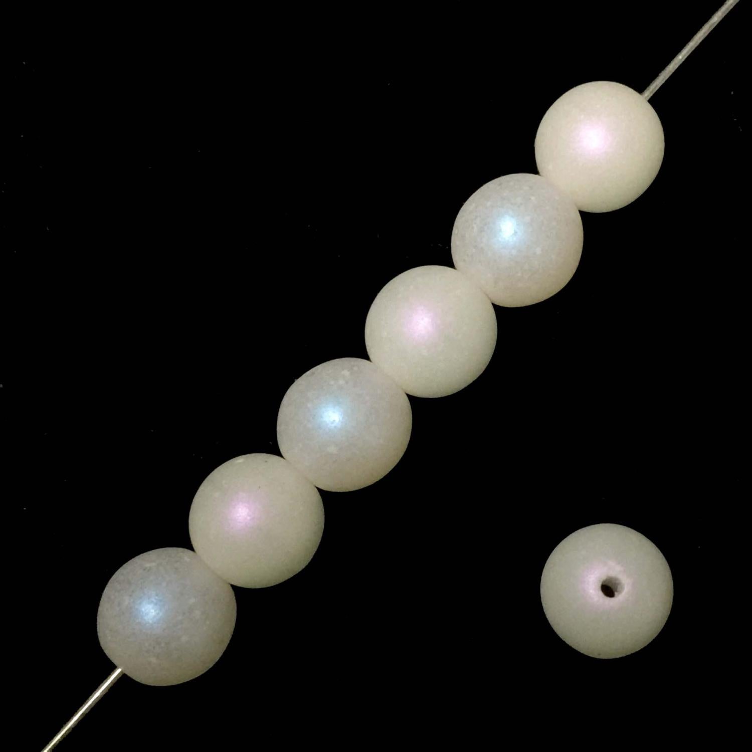 8MM Matte Antique White AB Druk Ball