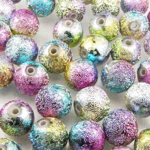 8MM Multi Color/Silver Foil over Plastic Ball Bead