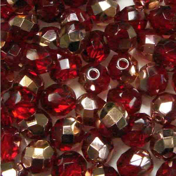 8mm Ball Fire Polish Ruby with Gold