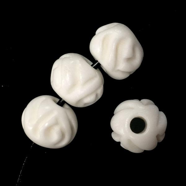 9x10MM Rose Carved Ball With 2.5MM Large Hole
