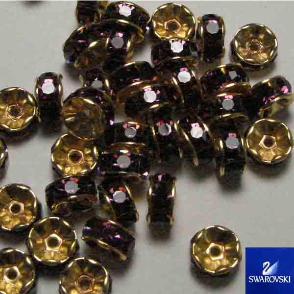Amethyst/Gold Swarovski Crystal Rhinestone Rondelle