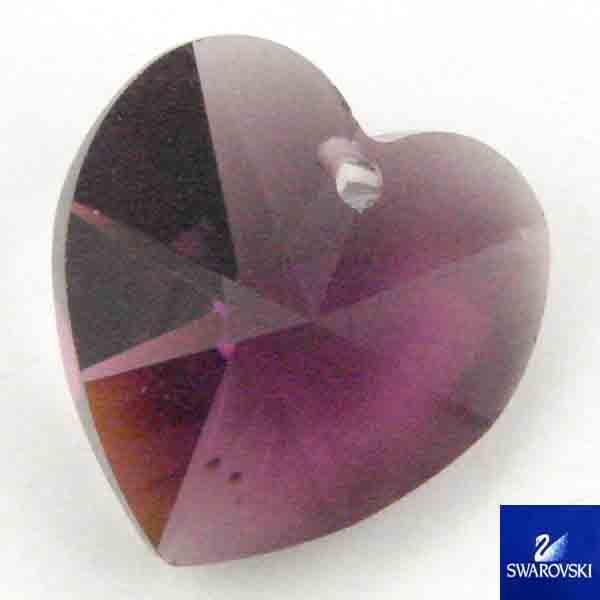 Amethyst 10MM Swarovski Heart Pendant