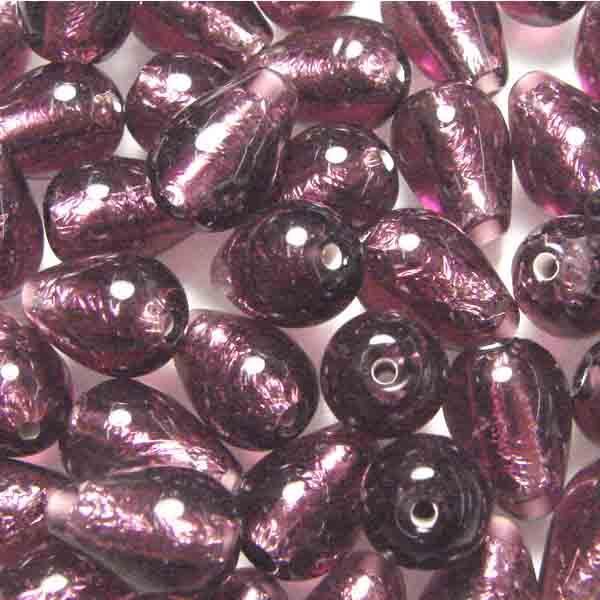 Amethyst 12X8MM Tear With Silver Foil