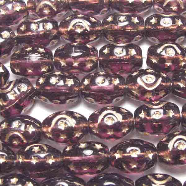 Amethyst 13X9MM Oval With Gold Stars_