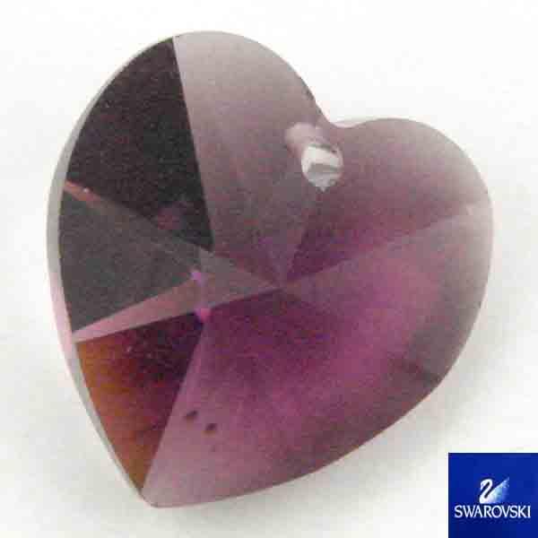 Amethyst 14MM Swarovski Heart Pendant