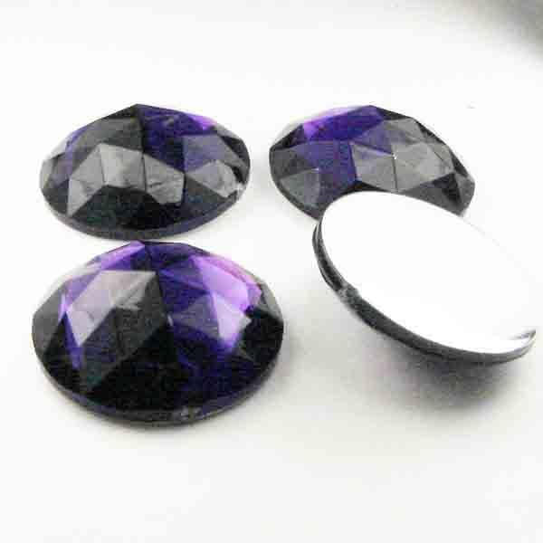 Amethyst 18MM Table Cut Acrylic Cabochon