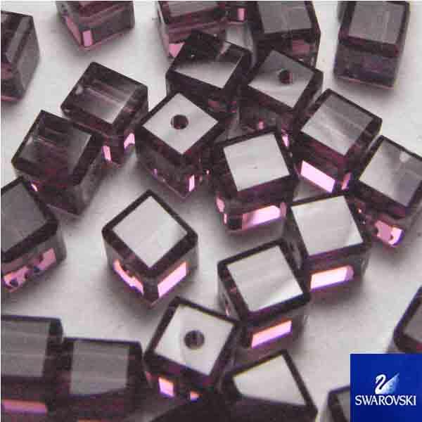 Amethyst 4MM Swarovski 5601 Cube Bead