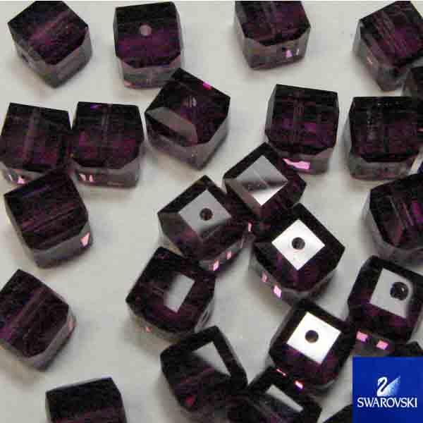 Amethyst 6MM Cut Cube Swarovski