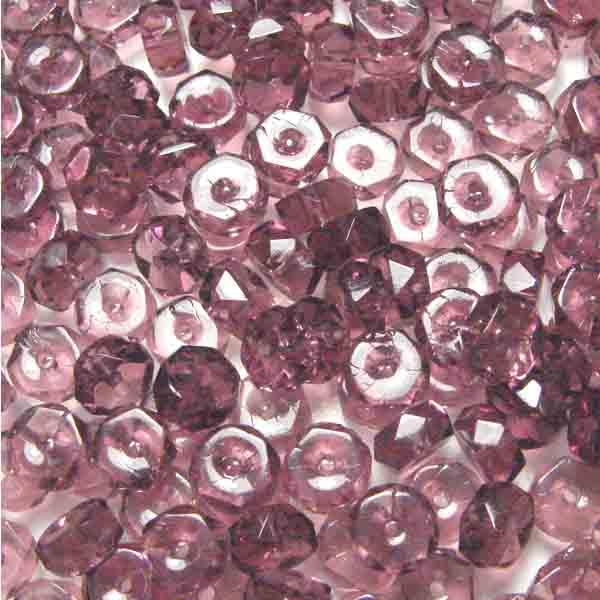 Amethyst 6MM Disc Rondelle With Fire Polish Edge