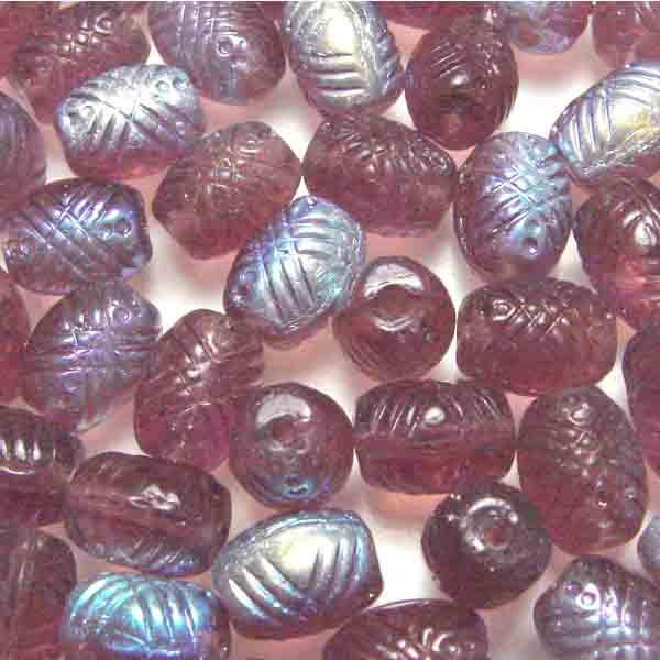 Amethyst AB 9x7MM Textured Oval Barrel