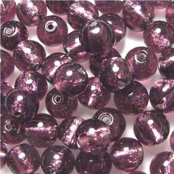 Amethyst Ball 8MM With Silver Foil