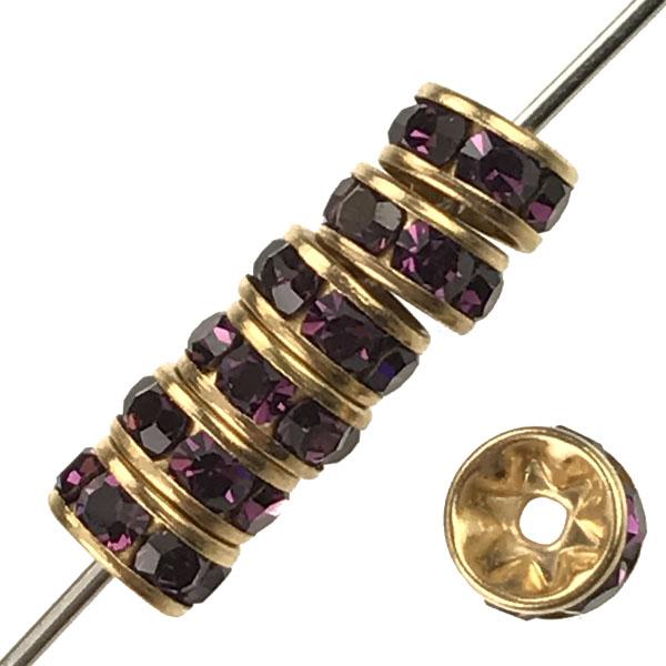 Amethyst Gold 5MM Swarovski Rhinestone Rondelle