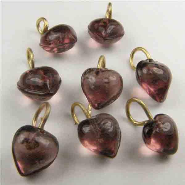 Amethyst Heart 6MM Brass Looped Heart