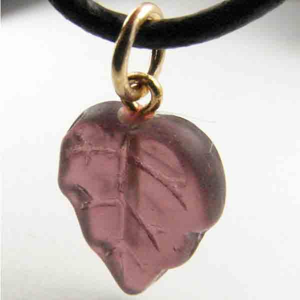 Amethyst Matte 15X12MM Leaf with Gold Loop