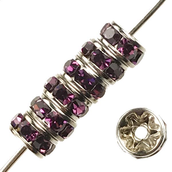 Amethyst Silver 5MM Swarovski Rhinestone Rondelle