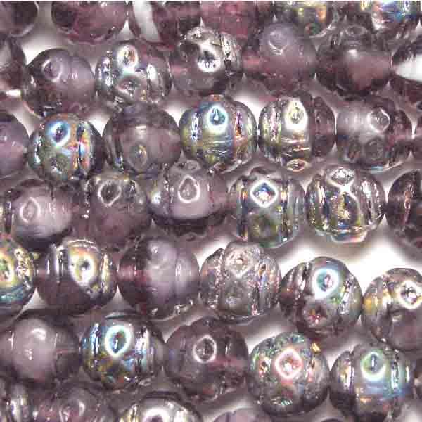 Amethyst Vitrail 7MM Textured Ball With Milky White Inclusions