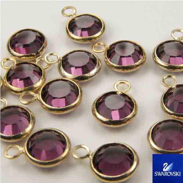 Amethyst With Gold 7MM (SS29) Swarovski Channel Pendant