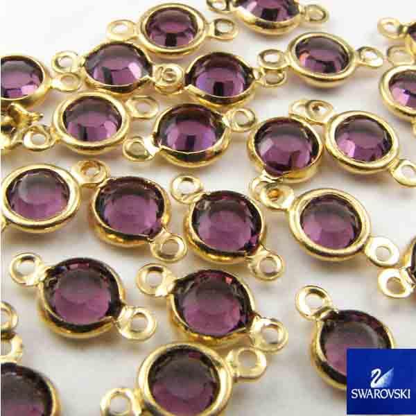 Amethyst With Gold Plate 4MM (PP30) Channel Connector