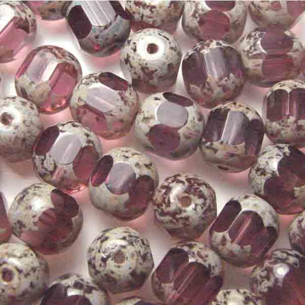 Amethyst With Granite (Picasso) 10MM Window Bead