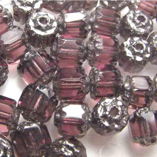 Amethyst With Silver Ends 6MM Fire Polish Cathedral Bead