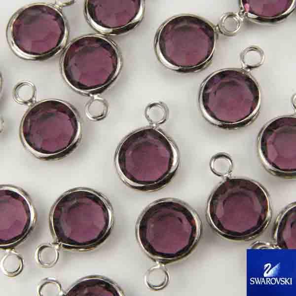 Amethyst With Silver Plate 7MM (SS29) Swarovski Channel Pendant