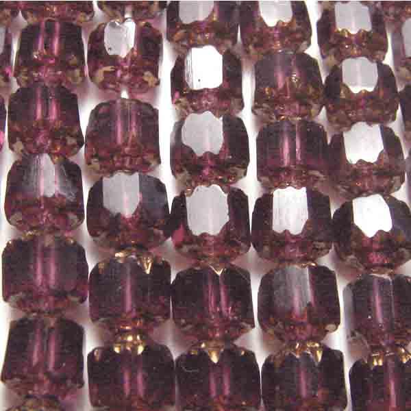 Amethyst with Bronze 6MM Cathedral Bead