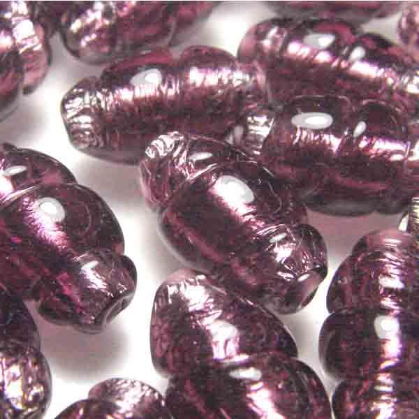 Amethyst with Silver Foil 16X9MM Twisted Oval